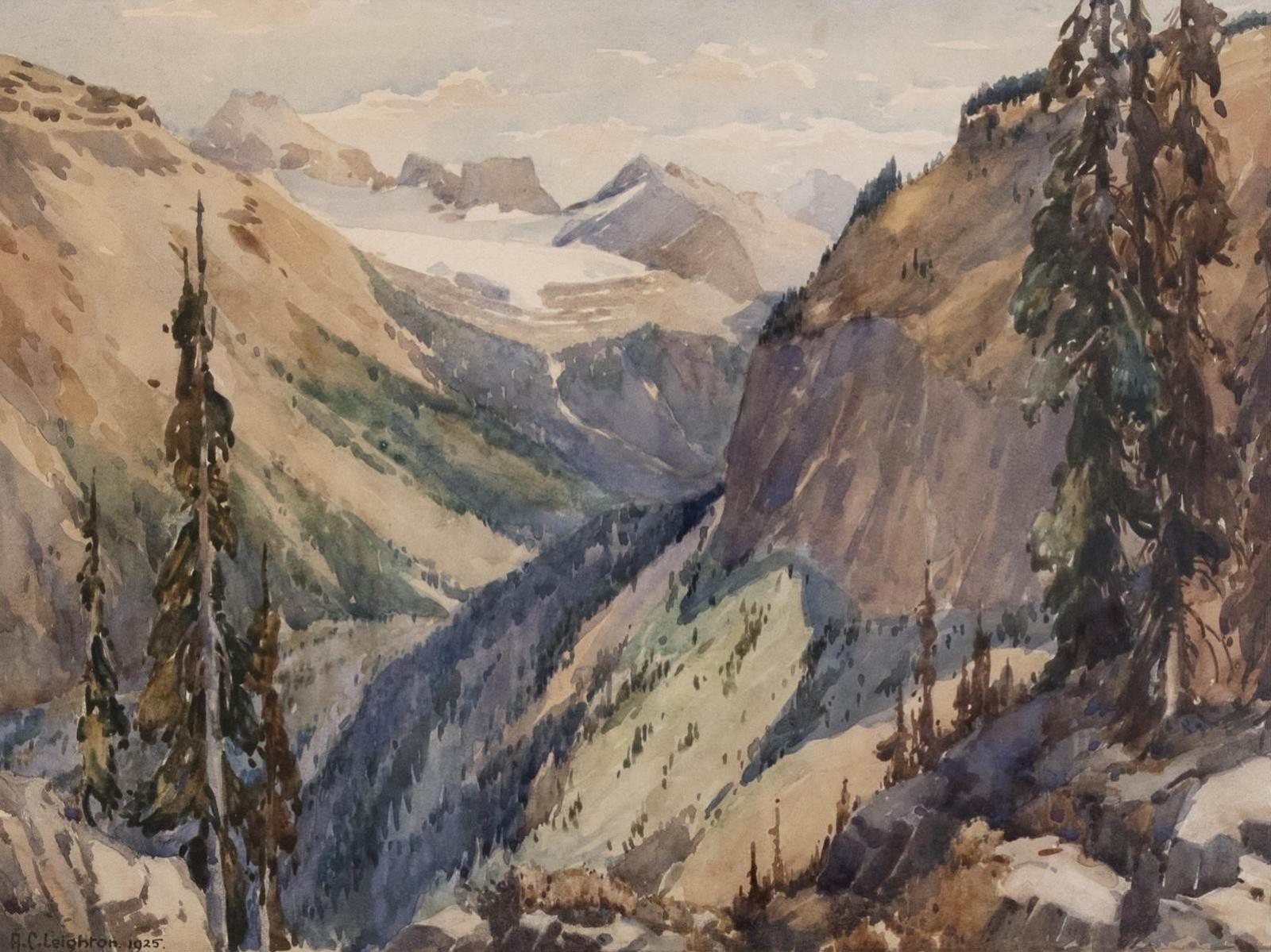 Alfred Crocker Leighton (1901-1965) - Alpine Valley With Distant Glacier; 1925