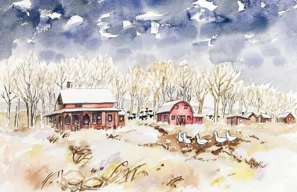 Janet Mitchell (1915-1998) - High River Ducks