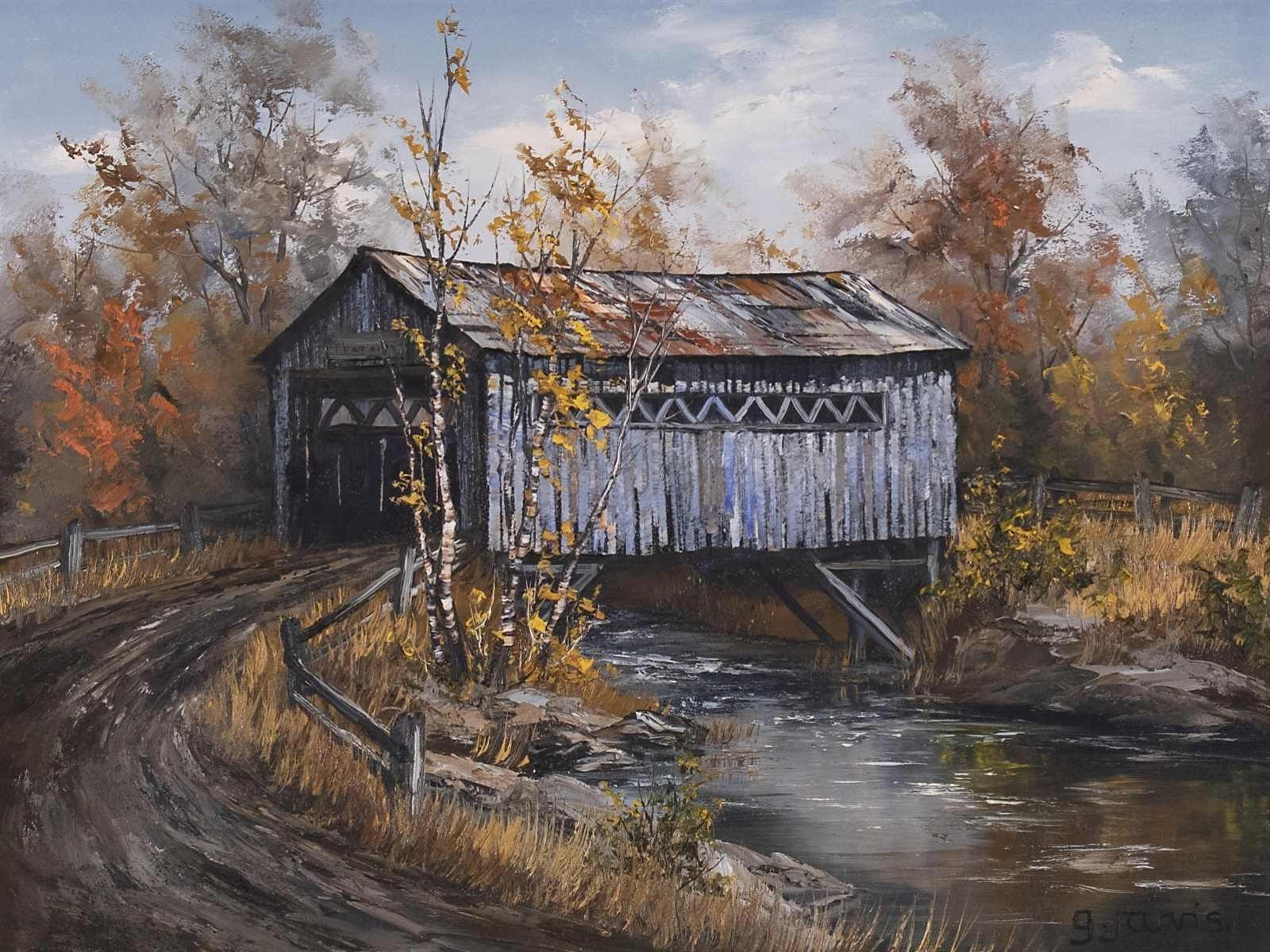 Georgia Jarvis (1944-1990) - Fall Covered Bridge