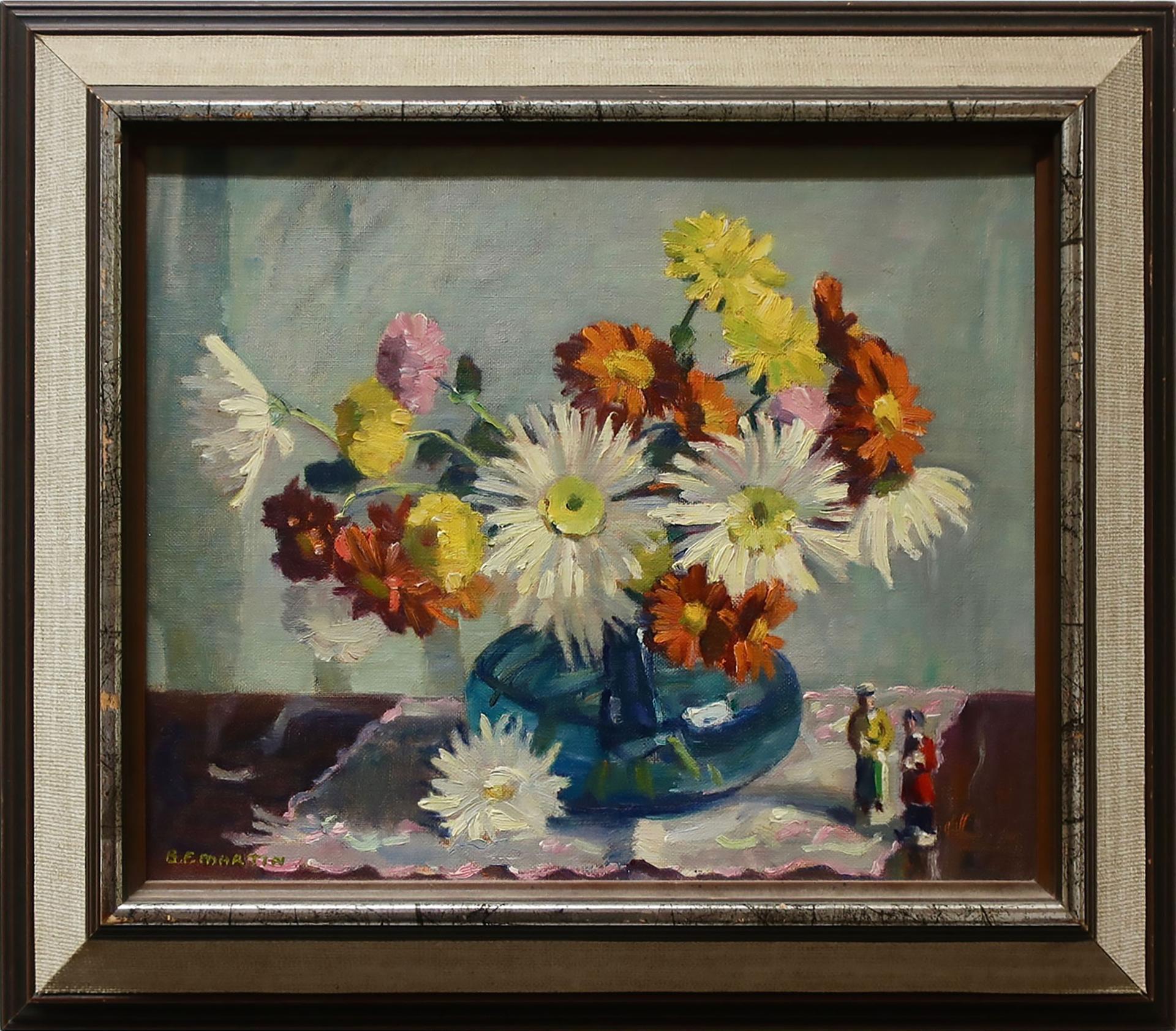 Bernice Fenwick Martin (1902-1999) - Untitled (Daisies In A Blue Glass Jug With Figurines)