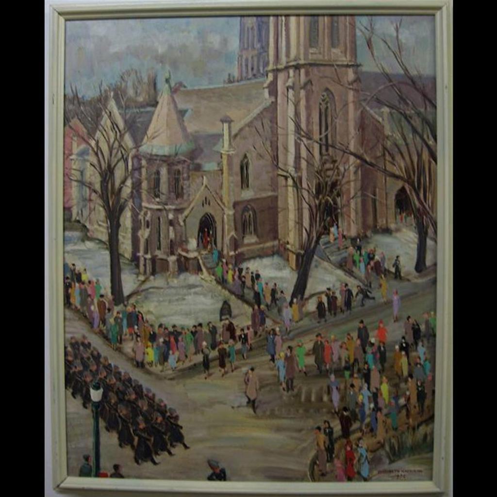 Elizabeth Harrison (1946-1958) - Militray Parade Outside The Village Church (Kingston? Ontario), 1958; Portrait Of A Woman, 1946