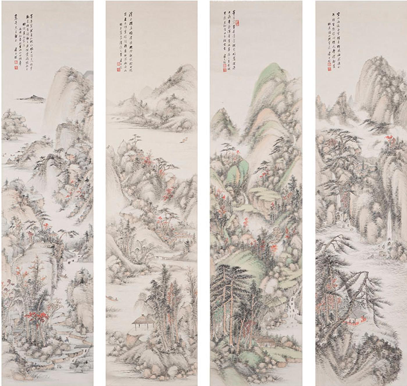 Lu Zishu (1900-1978) - A Set of Four Scrolls of Landscape Painting