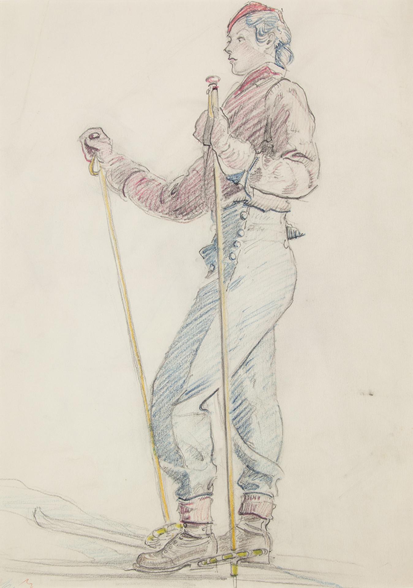 Thomas Garland Greene (1875-1955) - Woman Skier