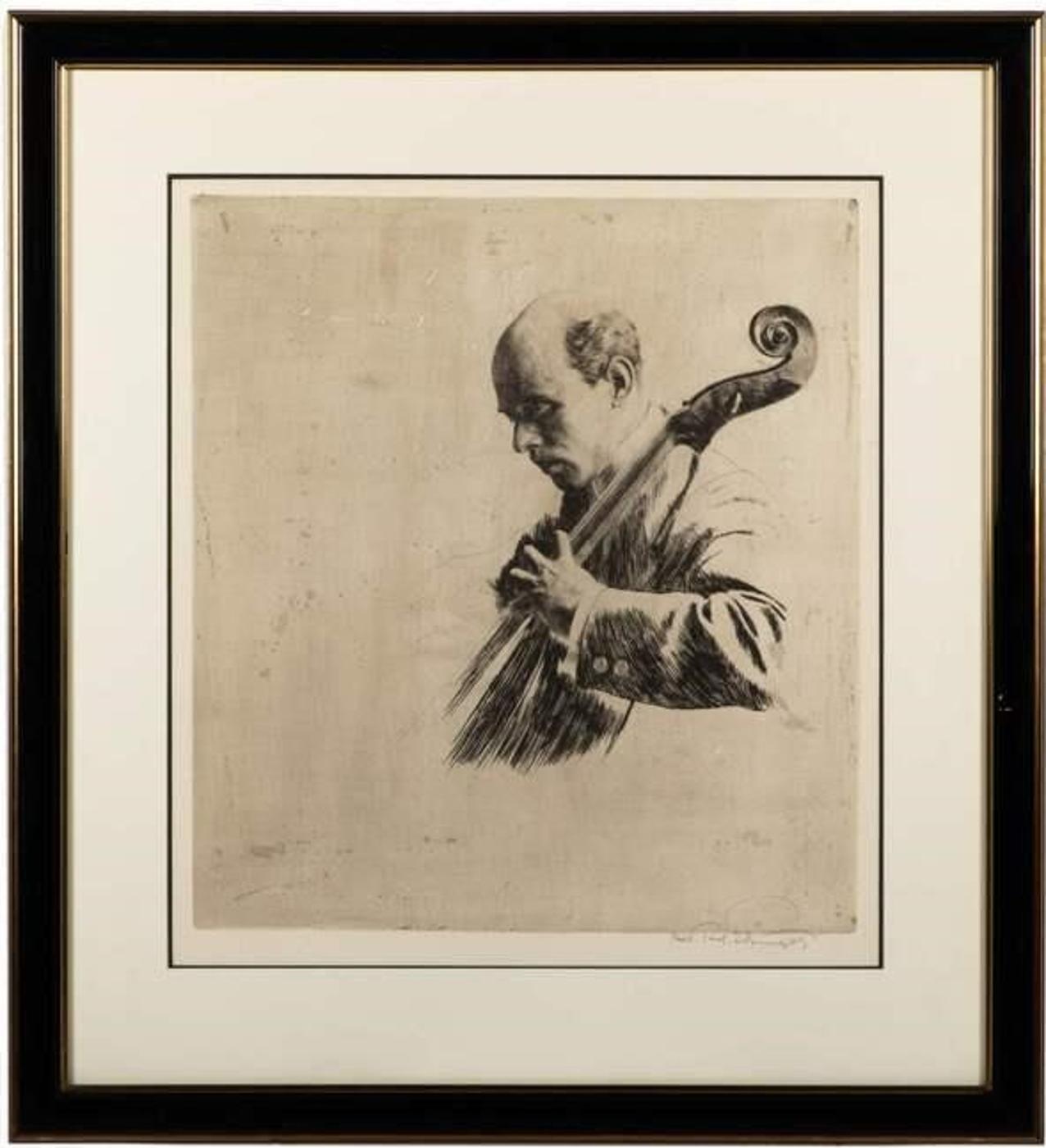 Ferdinand Schmutzer (1870-1928) - Pablo Casals, Spielend (1914)