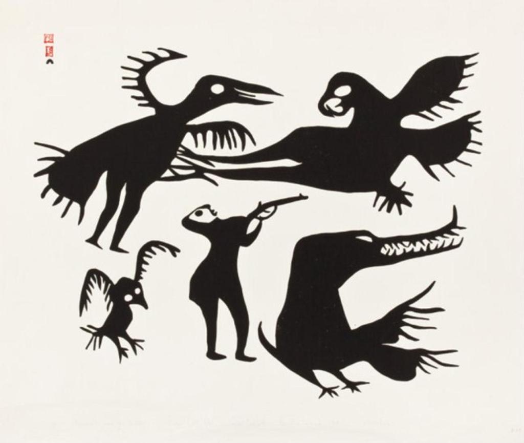 Kiakshuk (1886-1966) - Kikgavik and the Hunter, 1960 #69, stonecut, 4/50, 23.625 x 27.75 in, 59.4 x 70.5 cm