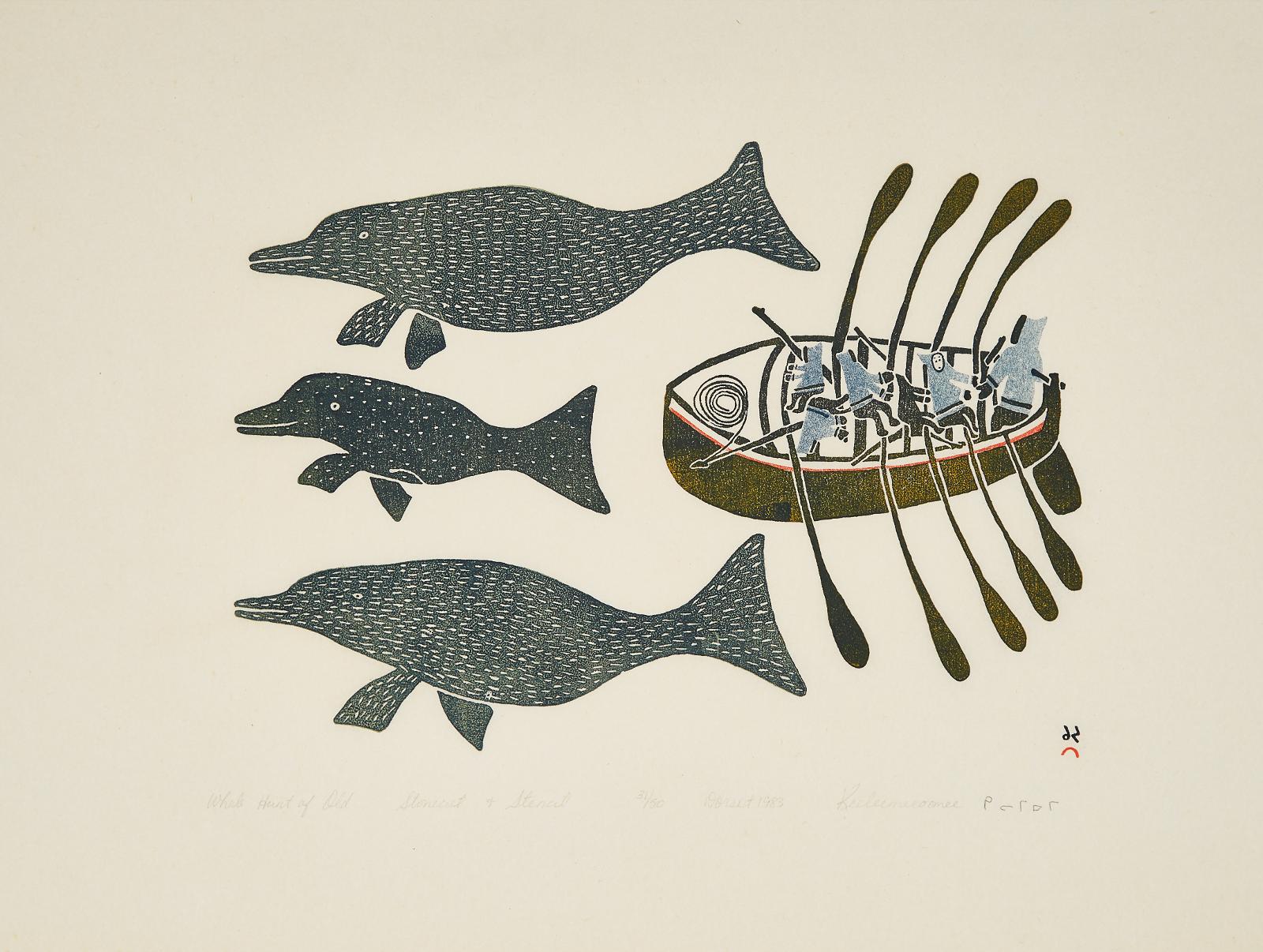 Keeleemeeoomee Samualie (1919-1983) - Whale Hunt Of Old