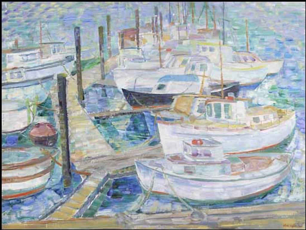 Irene Hoffar Reid (1908-1994) - Boats at a Wharf, No. 3
