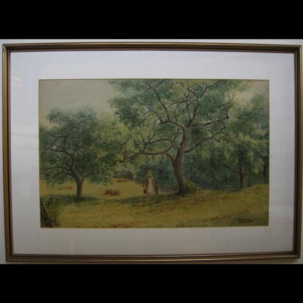 Thomas Harrison (T.H.) Wilkinson (1847-1929) - Woman And Child Passing Through Farm Field Through Trees