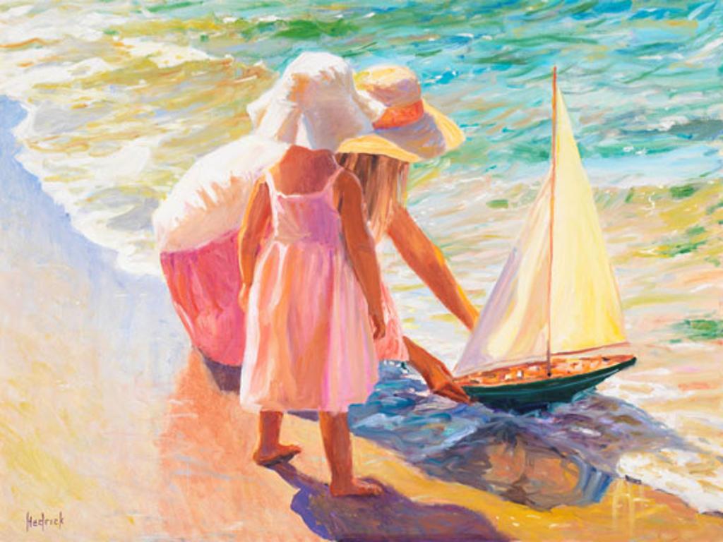 Ron Hedrick (1942) - Sun and Surf with Mother and Daughter