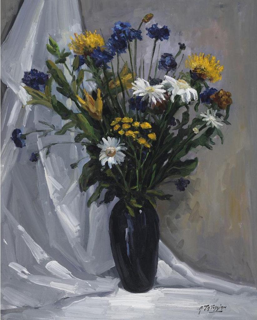 Armand Tatossian (1948-2012) - Fleurs Sur Drape Blanc