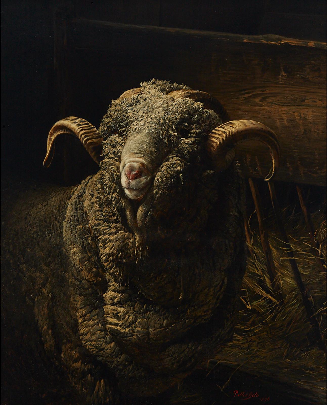 Béla Pállik (1845-1908) - The Head Of A Ram, 1897