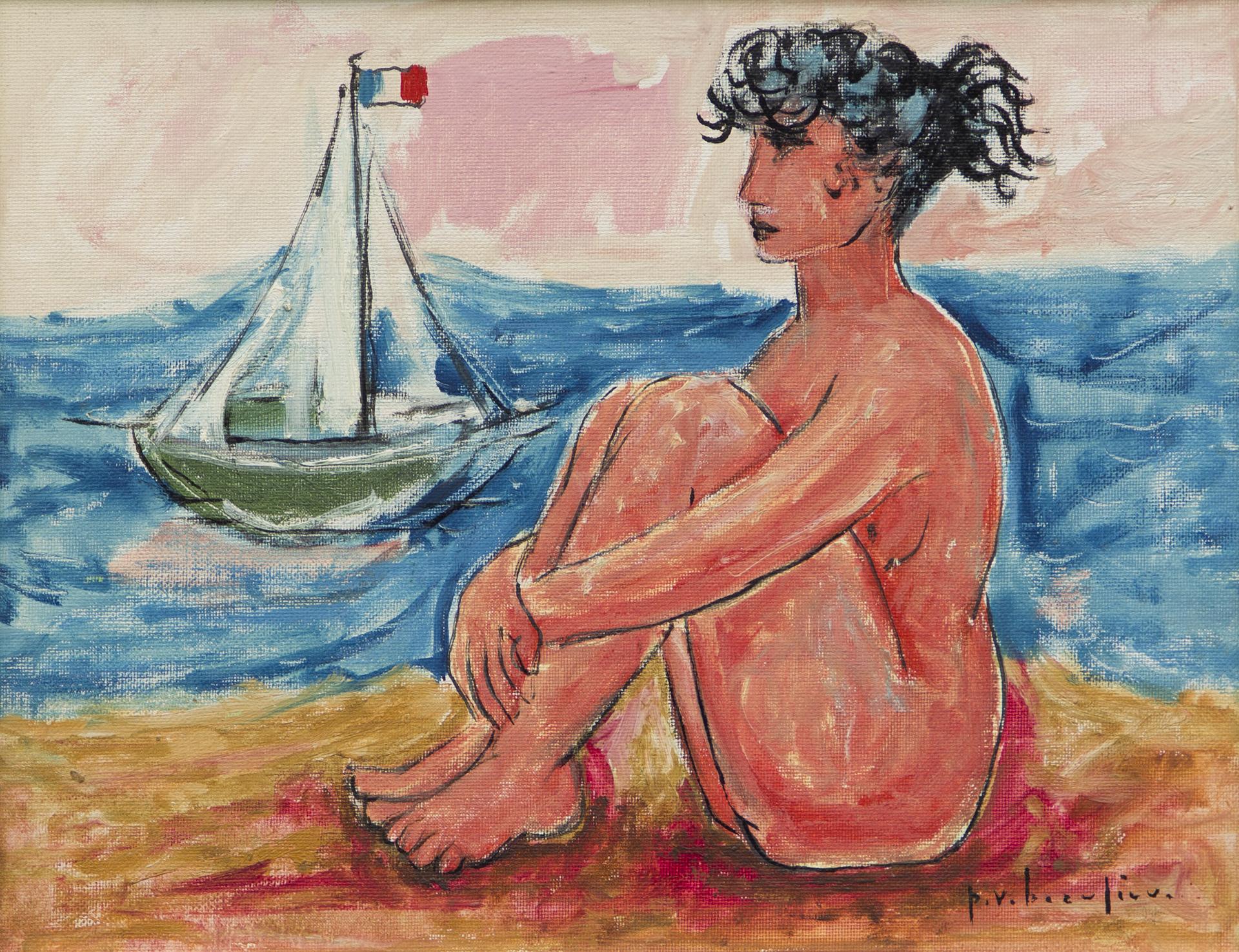 Paul Vanier Beaulieu (1910-1996) - Sur la plage, 1953