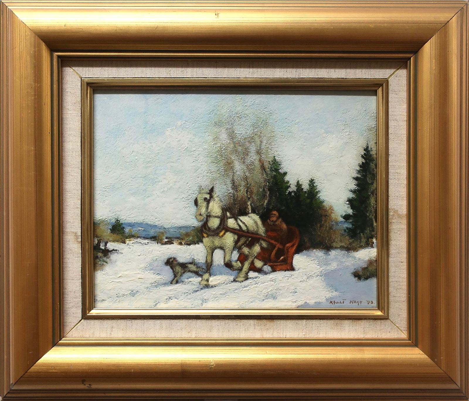 Zsolt Nagy (1937) - Untitled (Horse & Sleigh With Dog)