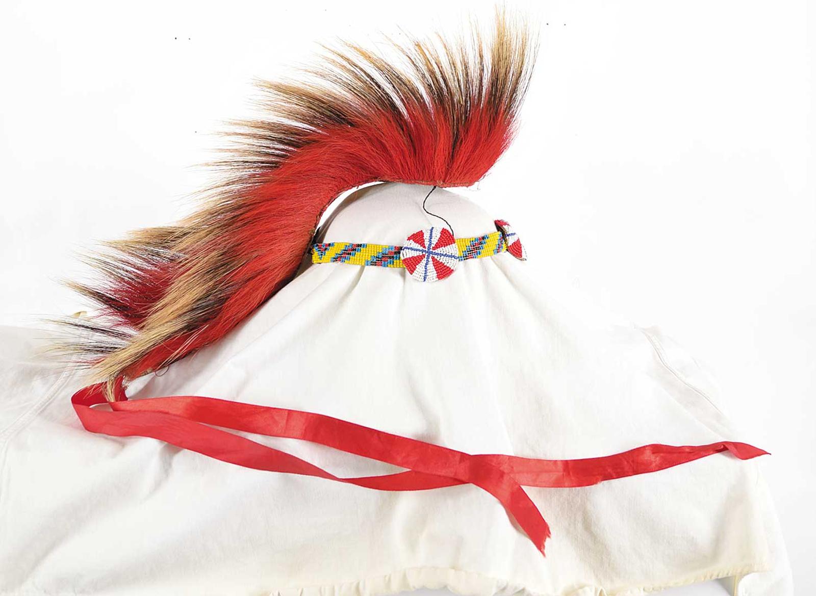 First Nations Basket School - Red Dyed Roach with Beaded Head Band