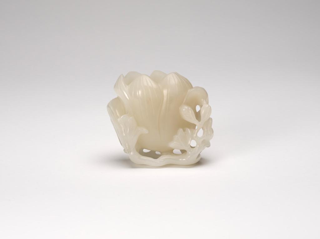 Chinese Art - A Chinese White Jade Lotus-Form Cup