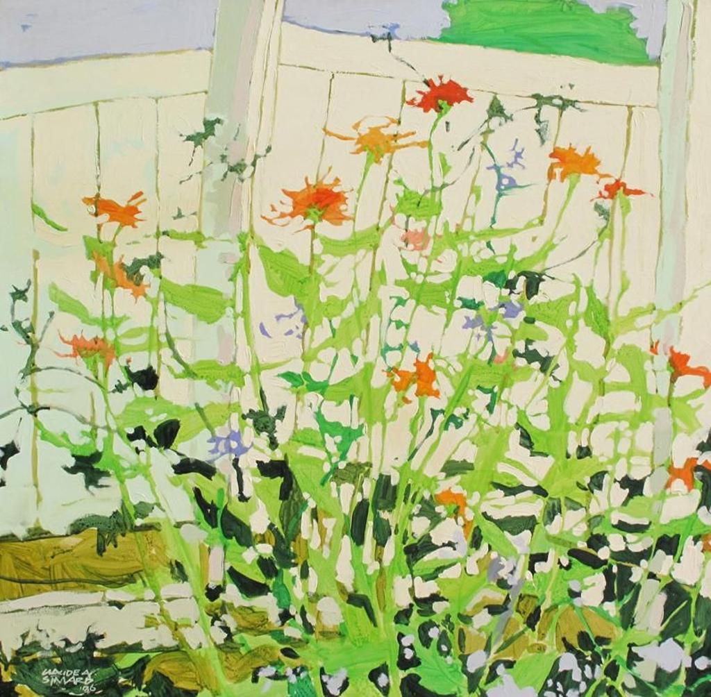 Claude Alphonse Simard (1956-2014) - Flowers Against A White Picket Fence; 1986