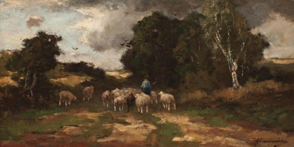 Johan Frederik Cornelis Scherrewitz (1868-1951) - Shepherd and Flock