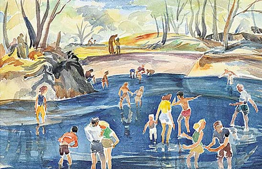 Bartley Robilliard Bart Pragnell (1907-1966) - Untitled - Bathers in Dark Blue Waters