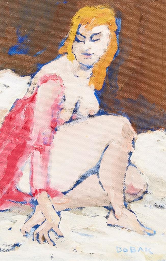 Bruno Joseph Bobak (1923-2012) - Nude in a Pink Wrap