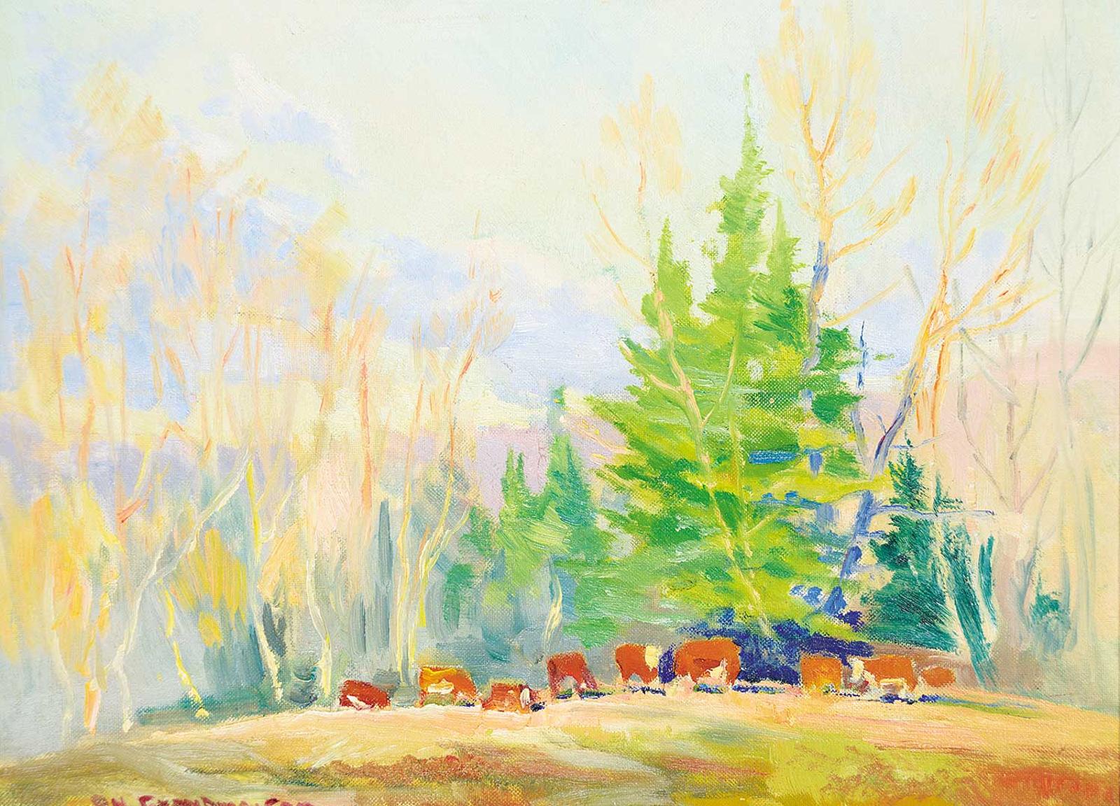 Orestes Nicholas (Rick) Grandmaison (1932-1985) - Herefords Late Afternoon