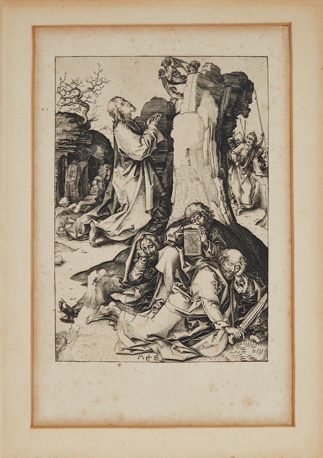 Martin Schongauer - Christ On The Mount Of Olives (From The Passion), Circa 1480, [bartsch, 9; Lehrs, 19], Later Impression