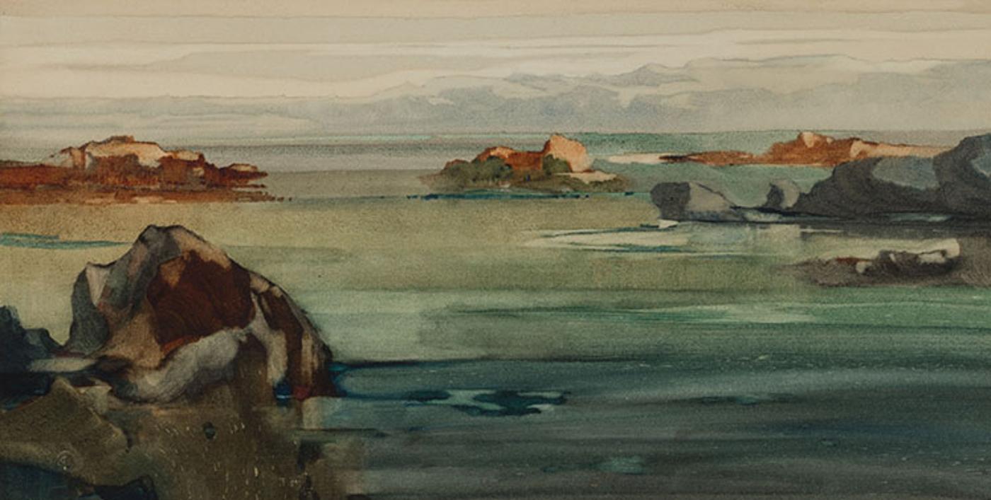 Charles John Collings (1848-1931) - A Rocky Inlet Near Victoria. B.C.