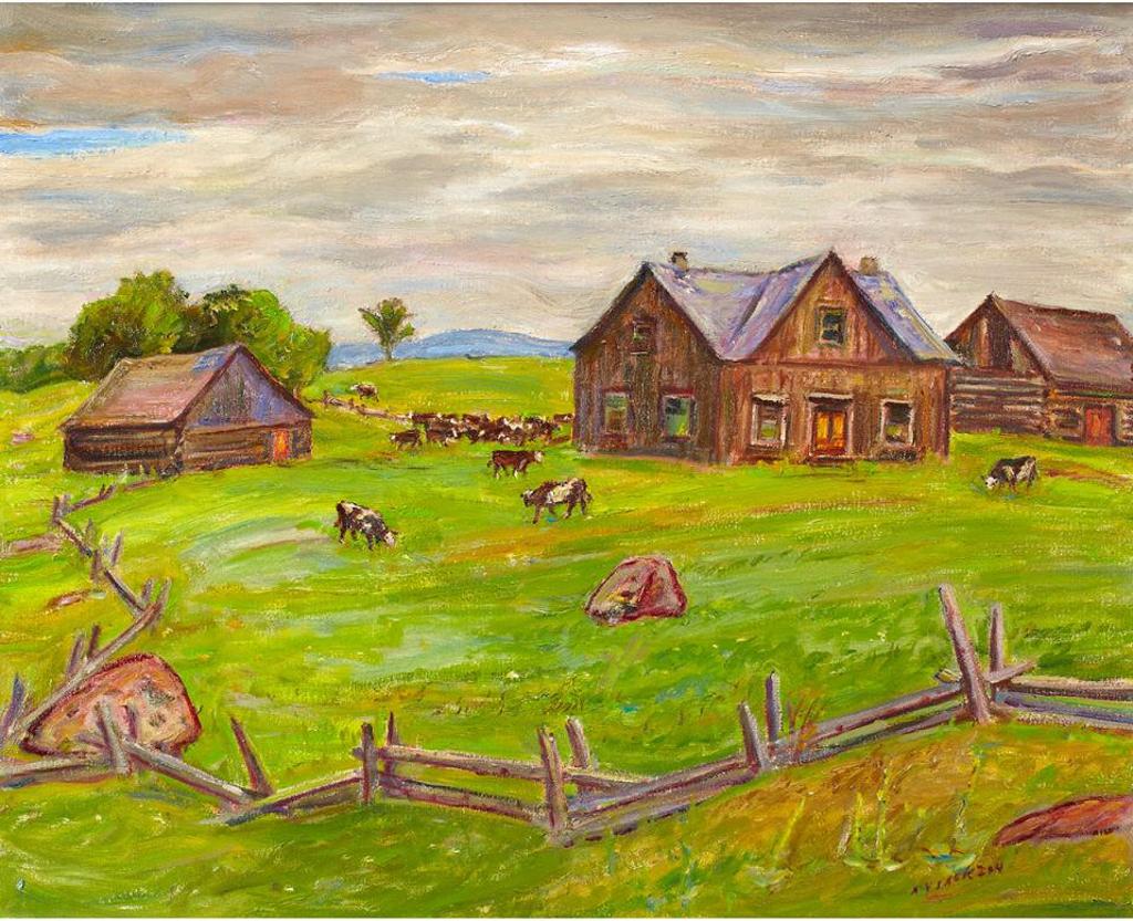 Alexander Young (A. Y.) Jackson (1882-1974) - Gatineau Farm With Grazing Cattle