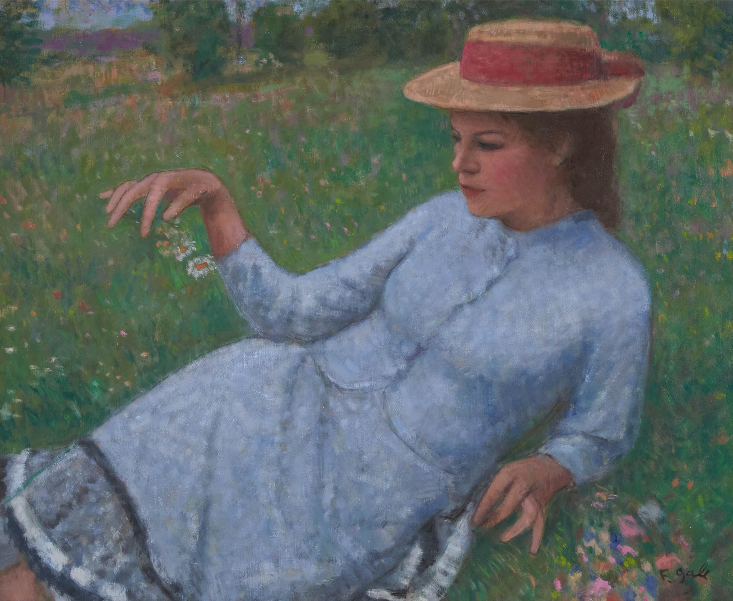 François Gall (1912-1987) - À La Belle Saison (Eugénie Allongée Dans Une Prairie), Ca. 1980