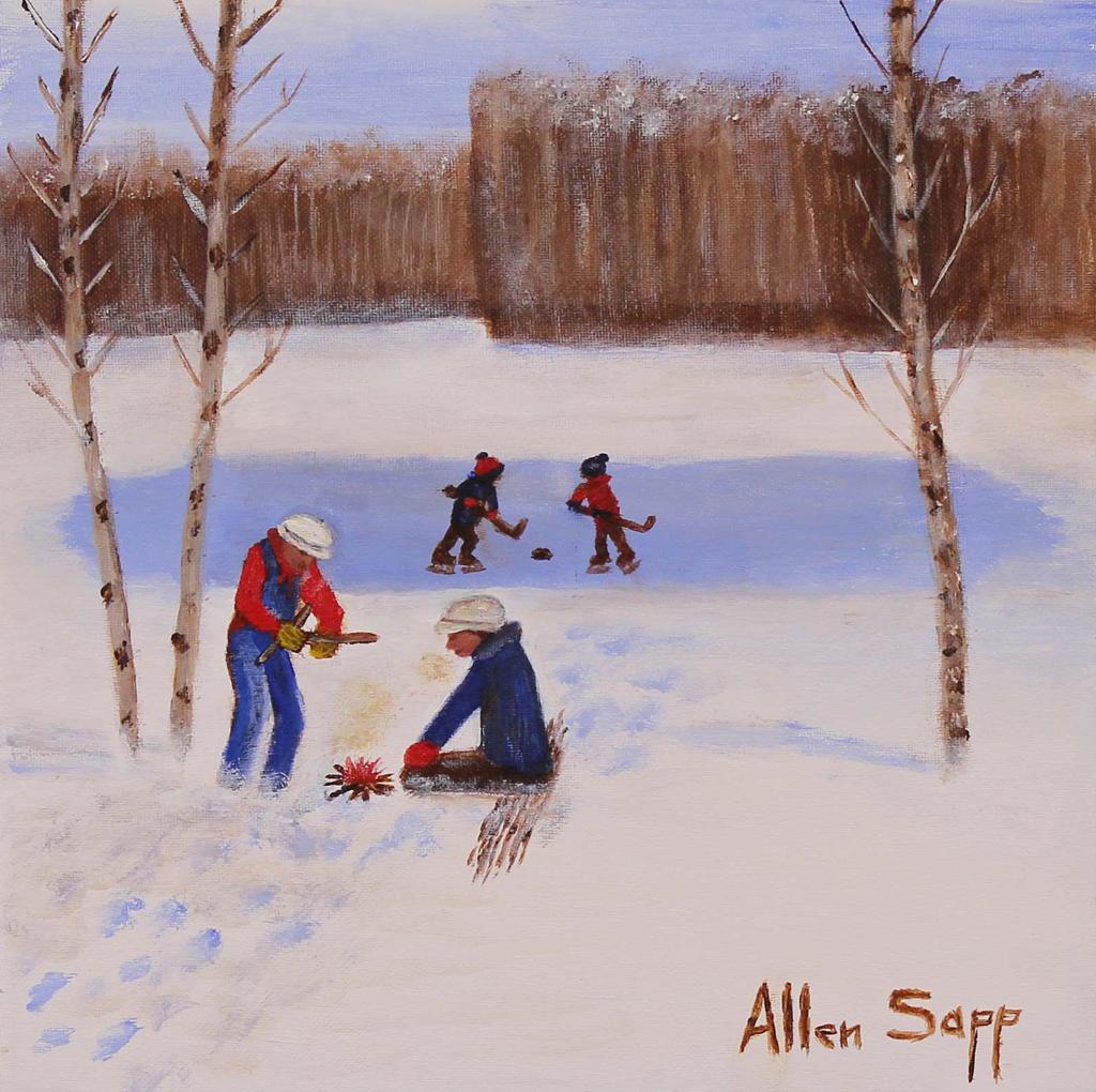 Allen Fredrick Sapp (1929-2015) - Building A Fire By The Skating Pond