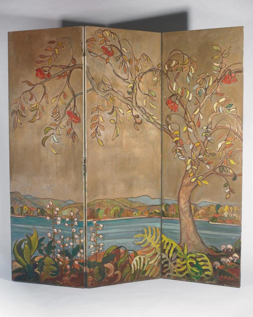 Nora Frances Elisabeth Collyer (1898-1979) - Laurentian Scene, Autumn (A Double-Sided Three Panel Folding Screen)