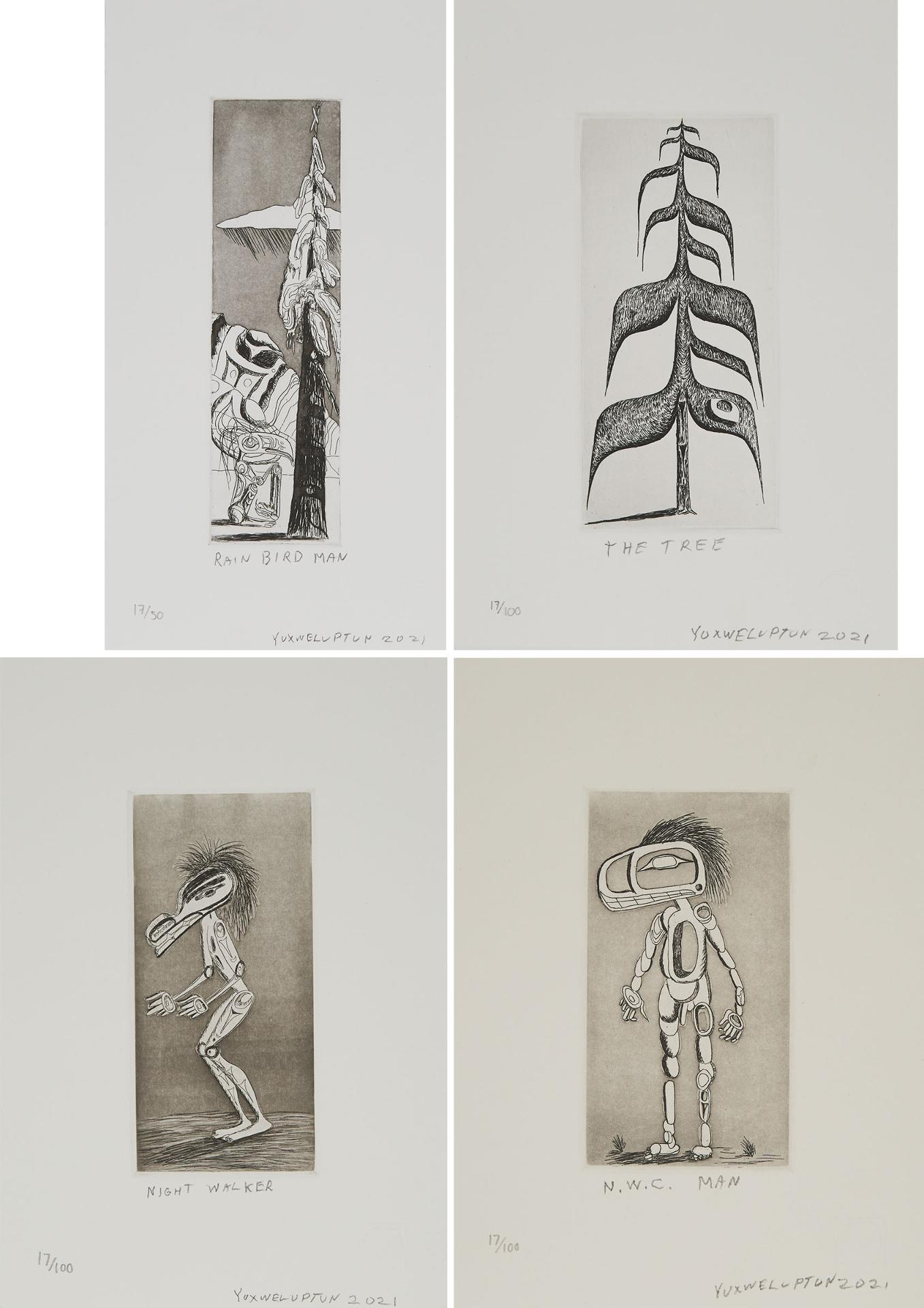 Lawrence Paul Yuxweluptun (1957) - Group Of Four Etchings, 2021