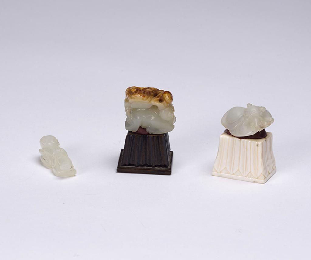 Chinese Art - Three Chinese White Jade Carvings, 19th Century