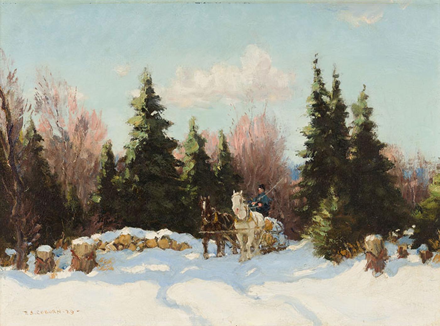 Frederick Simpson Coburn (1871-1960) - Hauling Logs