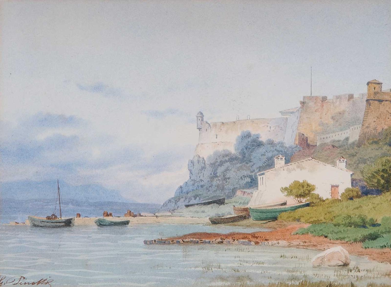 British Columbia School (1810) - Untitled - Boats Below the Castle