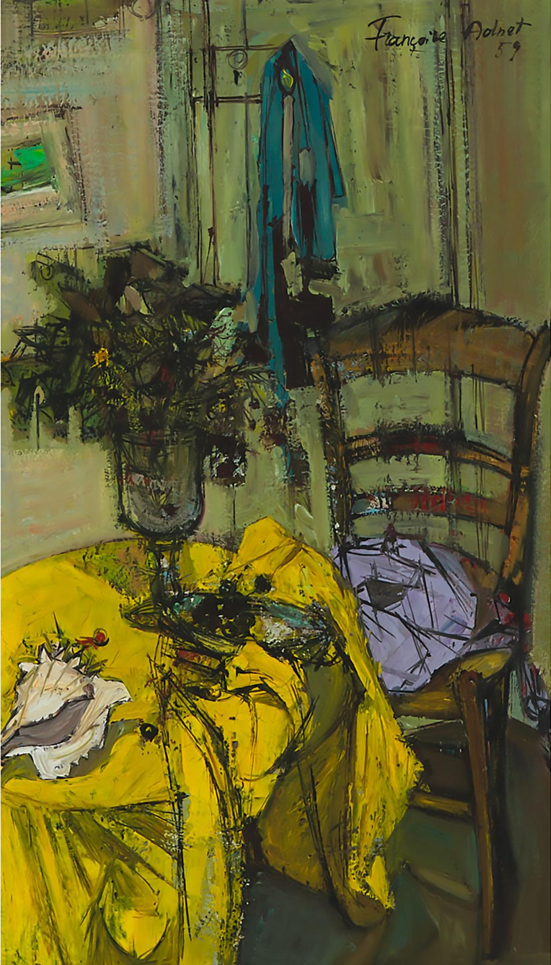 Françoise Adnet (1924-2014) - Nature Morte (Still Life With Yellow Tablecloth), 1959