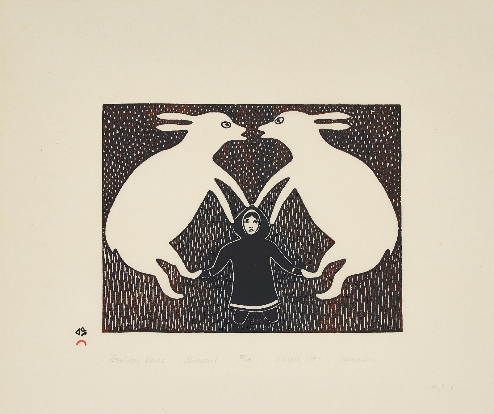 Jamasie Teevee (1910-1985) - Acrobatic Hares