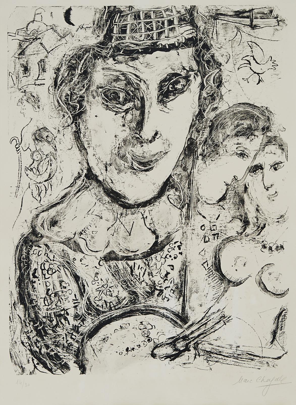 Marc Chagall (1887-1985) - Autoportrait Au Couple, Paris, November, 1964 [mourlot, 422]