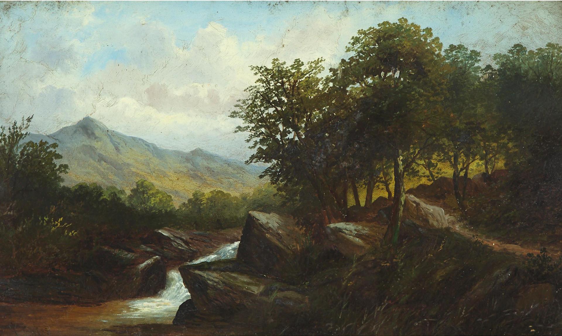 George William Bates (1930-2009) - A Rapids In A Rocky Mountainous Landscape