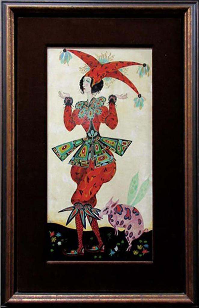 Toller Cranston (1949-2015) - Untitled (Lady Jester With Flying Pig)
