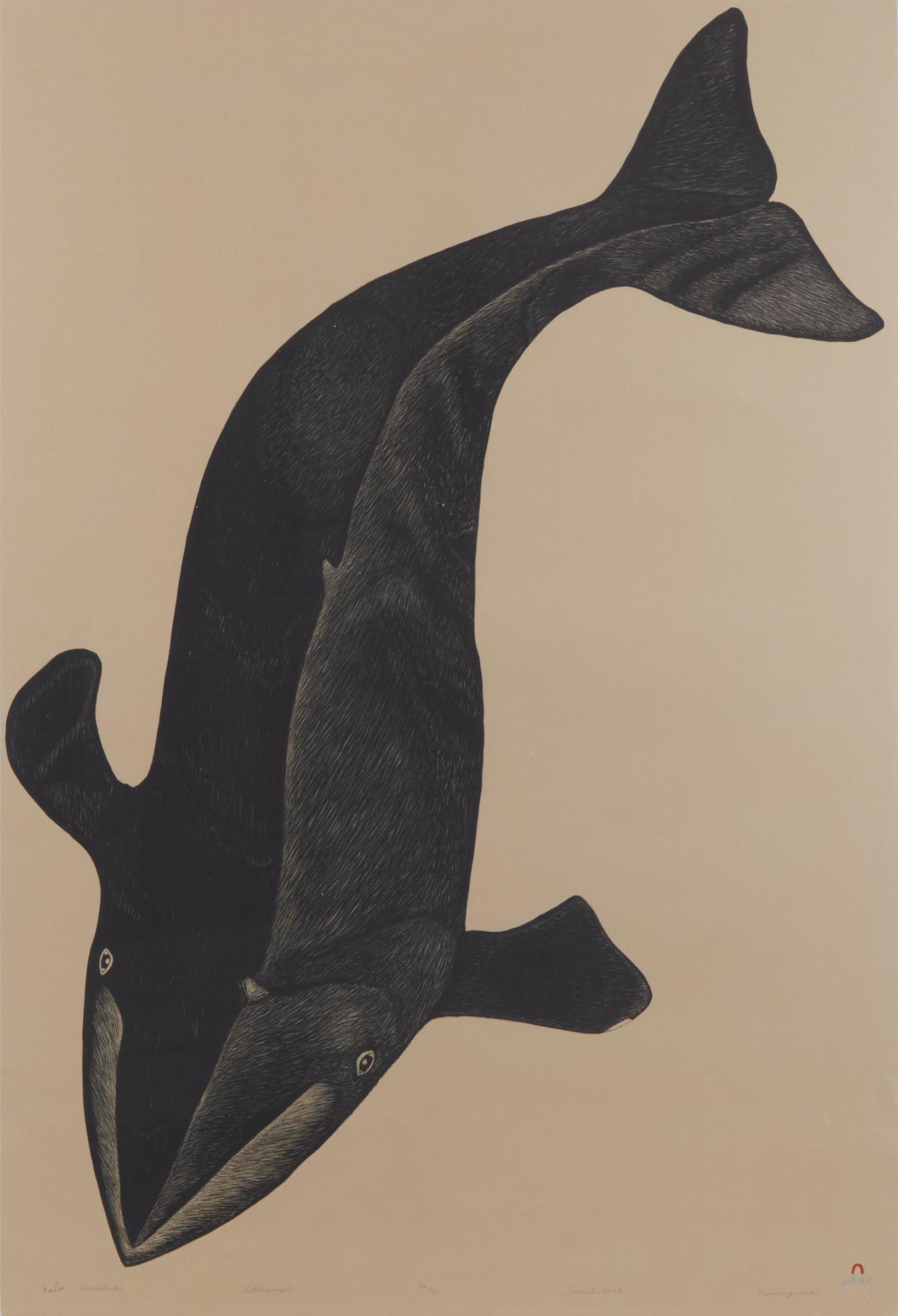 Kananginak Pootoogook (1935-2010) - Arvialuk (Great Big Whale), 2003