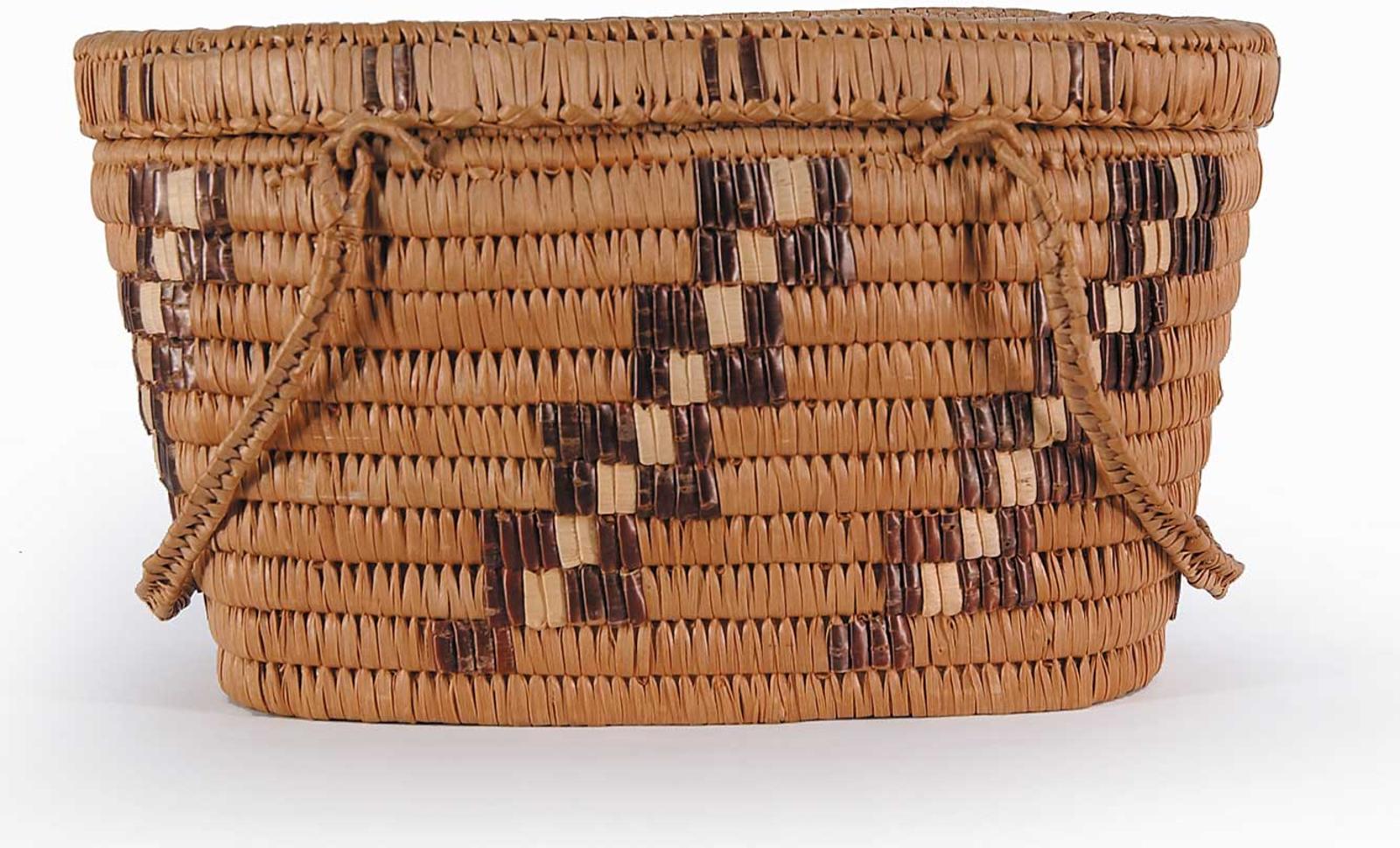 First Nations Basket School - Medium Three Tone Picnic Basket with Lid and Handles