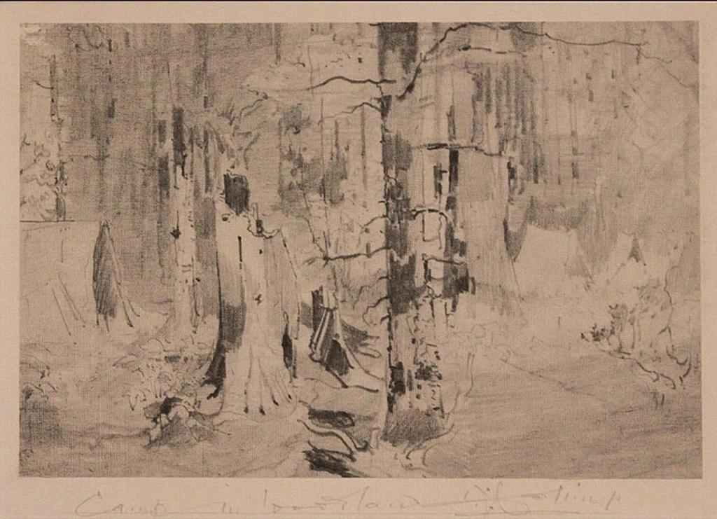 Charles John Collings British (1848-1931) - CAMP IN WOODLANDS graphite on