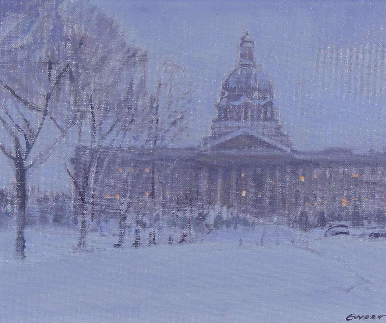 Peter Maxwell Ewart (1918-2001) - The Legislative Building - Winter Evening - Edmonton, Alberta