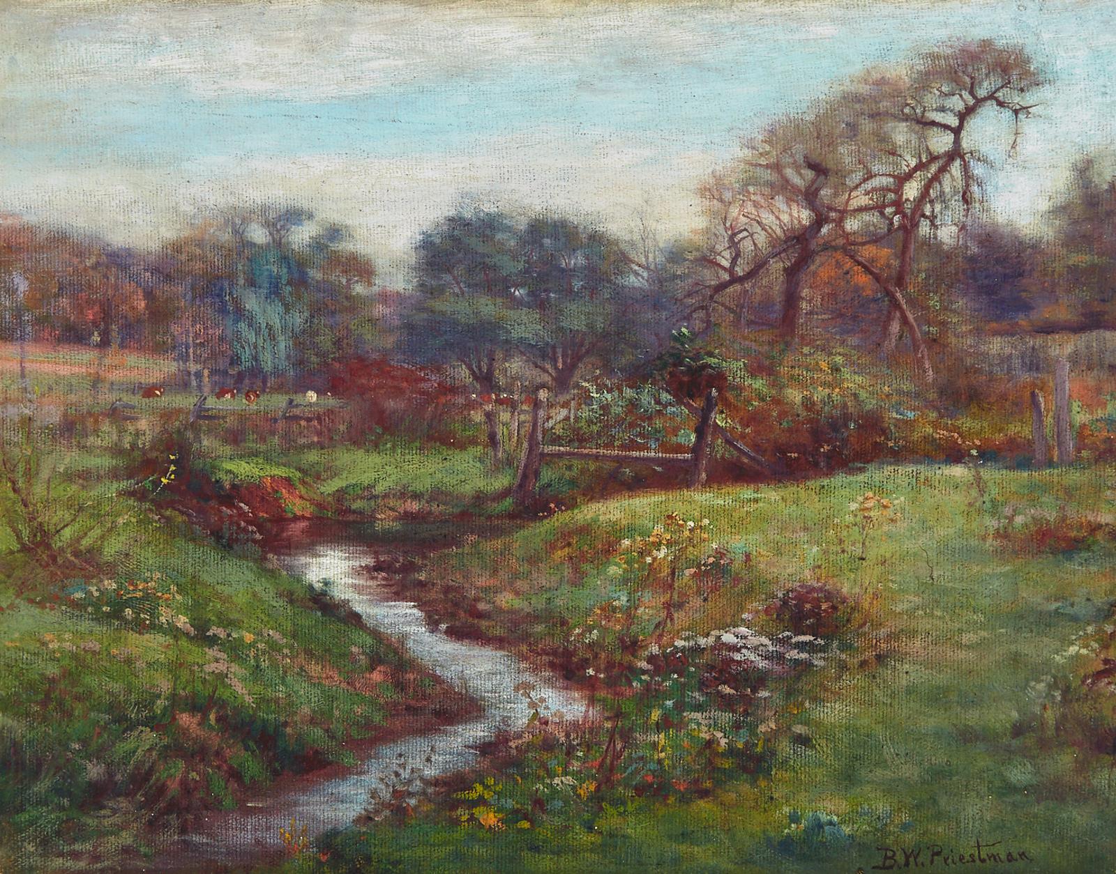 Bertram Walter Priestman (1868-1951) - Pastoral With A Stream And Cows Resting