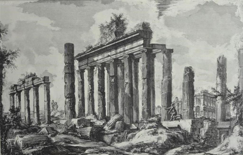 Giovanni Battista Piranesi (1720-1778) - Two architectural etchings of ancient ruins. One titled Veduta dell'Arco