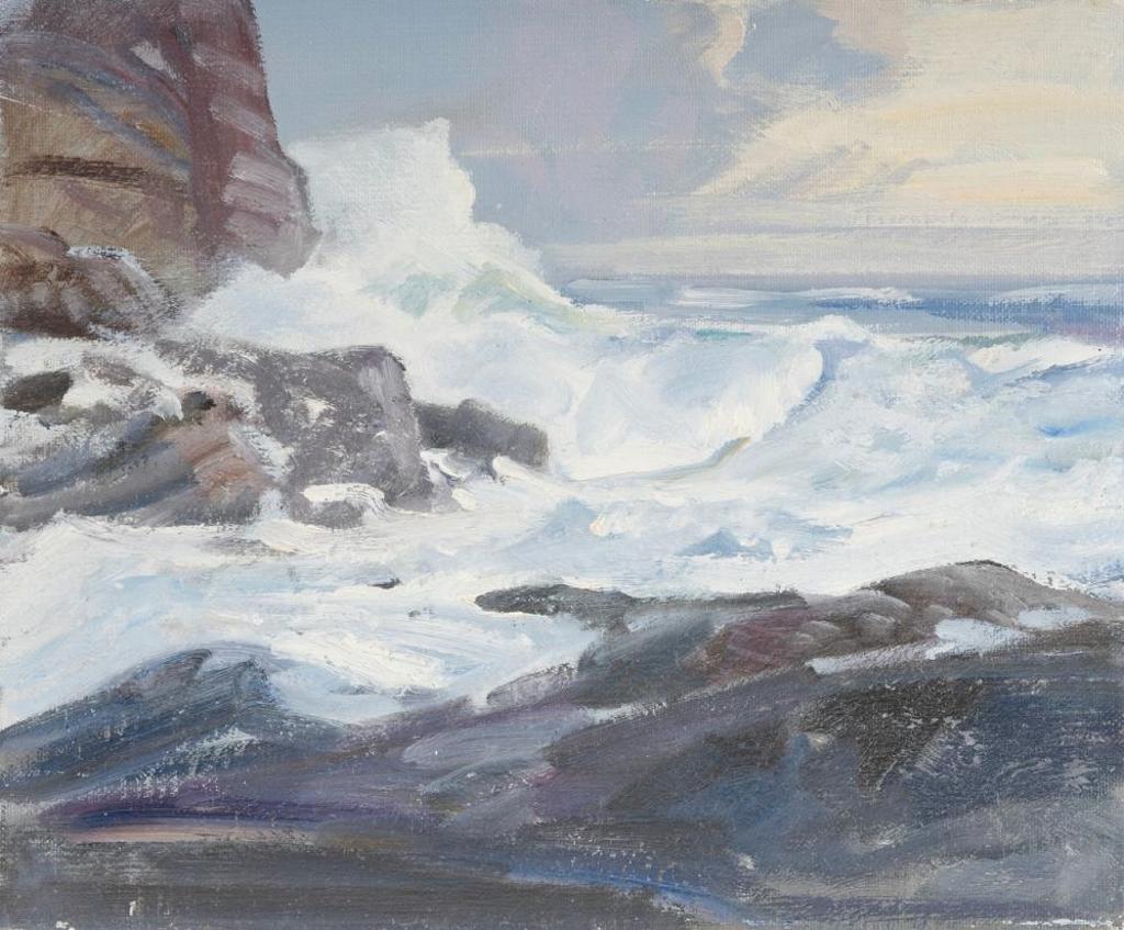 Peter Maxwell Ewart (1918-2001) - Crashing Waves against a Cliff
