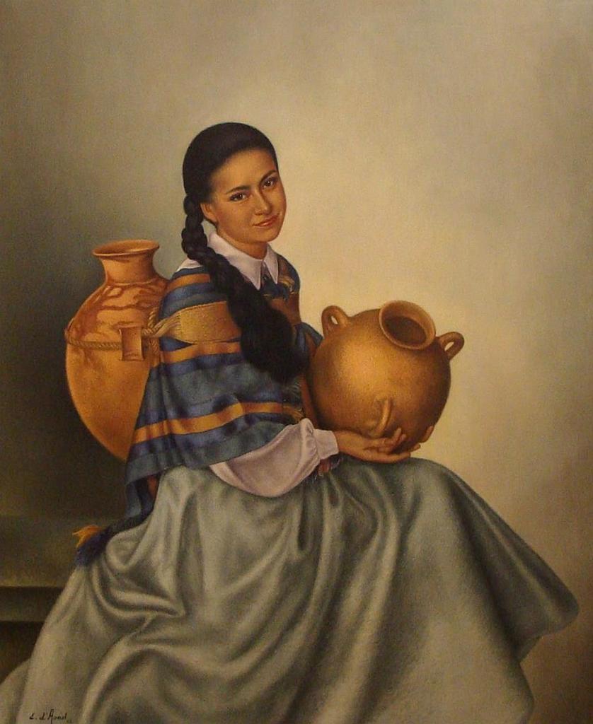 Enrique d'Aoust (1906-1982) - Lady Holding A Jar
