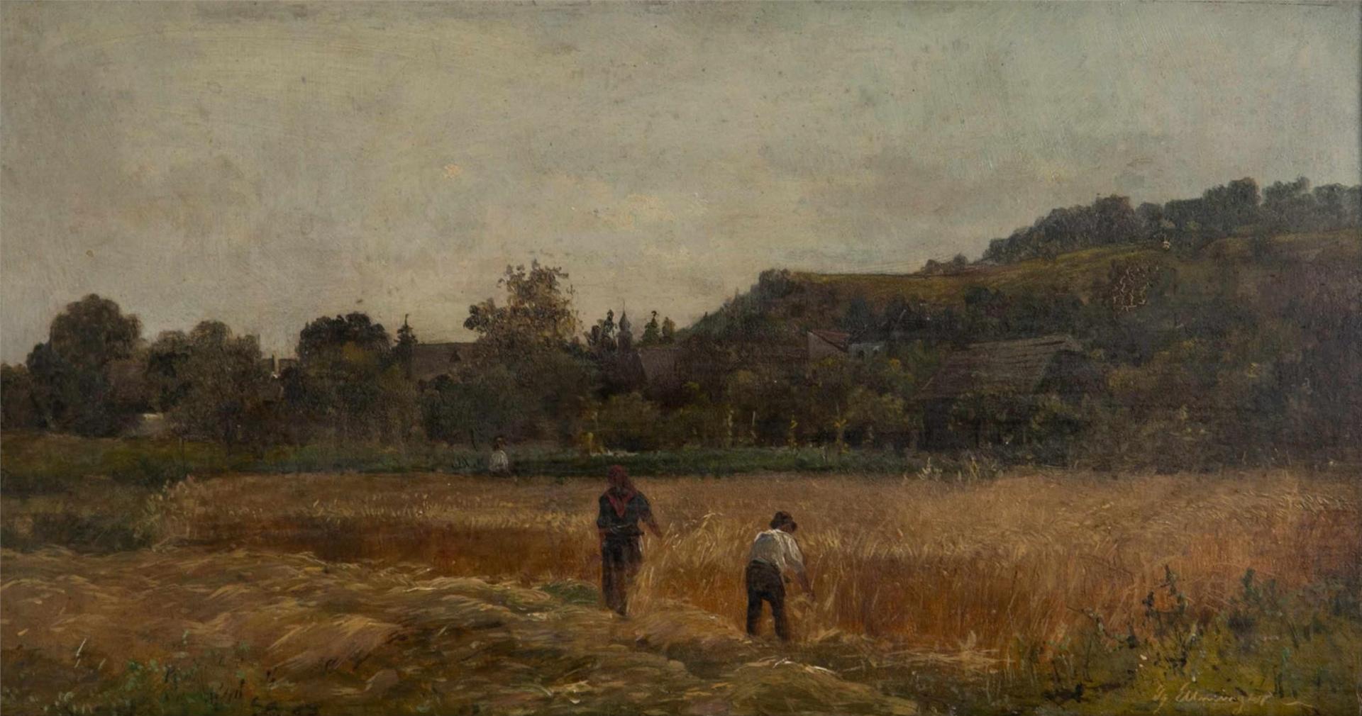 Ignaz Ellminger (1843-1894) - Reaping the Field