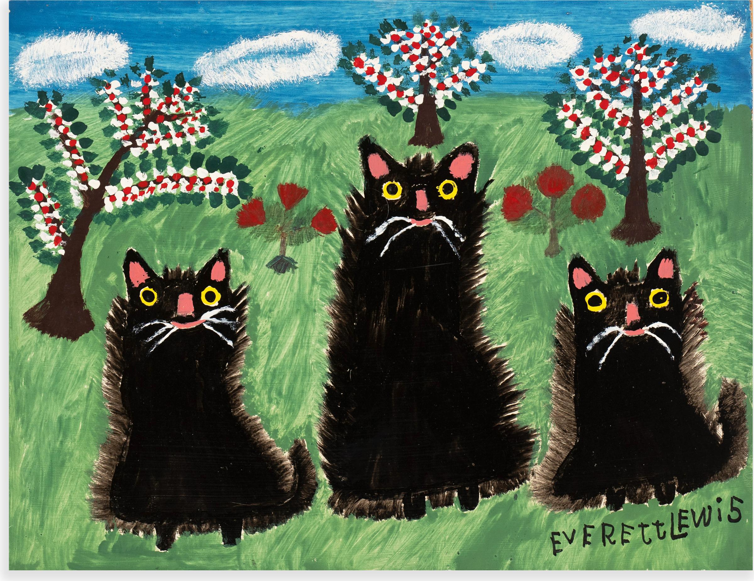 Everett Lewis (1893-1979) - Three Black Cats