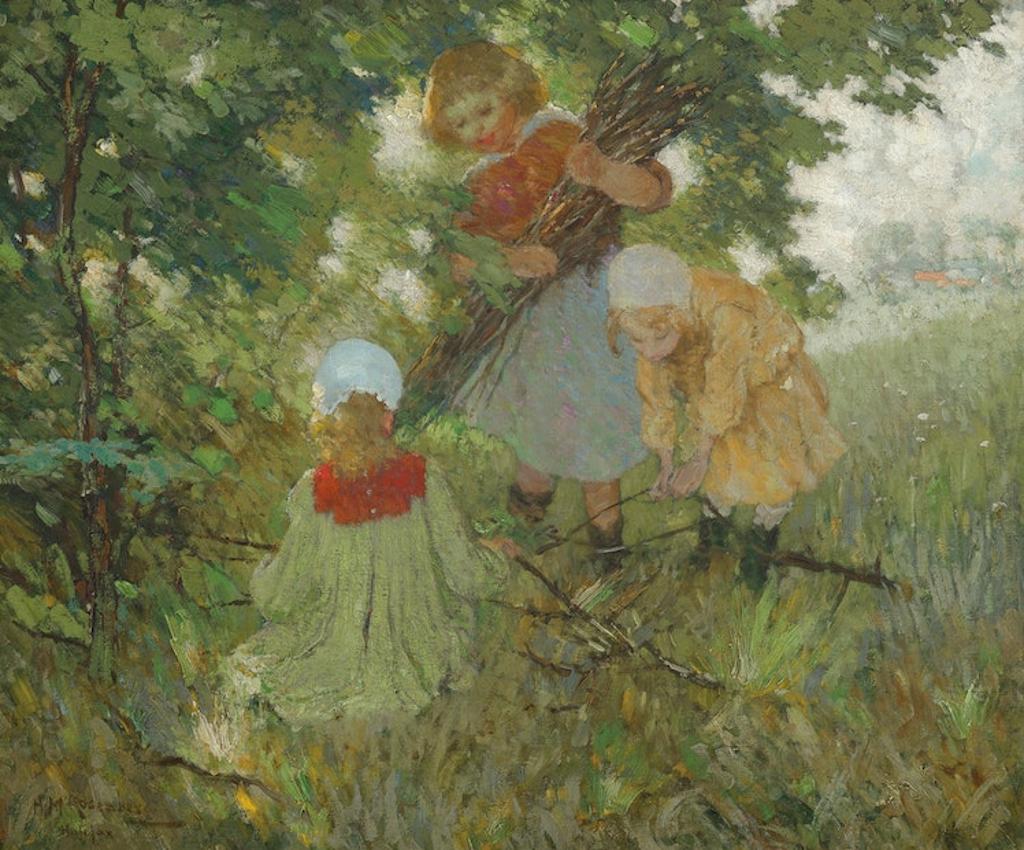 Henry Mortiker Rosenberg (1858-1947) - Girls Gathering Firewood, circa 1886